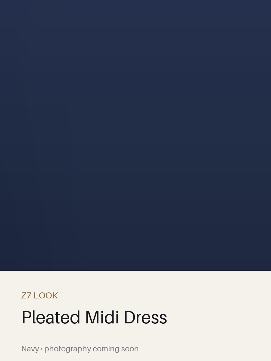 Pleated Midi Dress in Navy