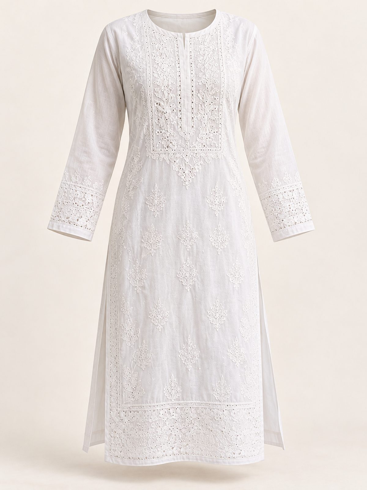 Chikankari Lawn Kurta in white