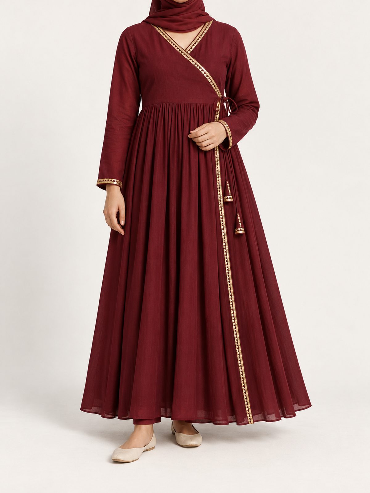 Angrakha Frock in maroon