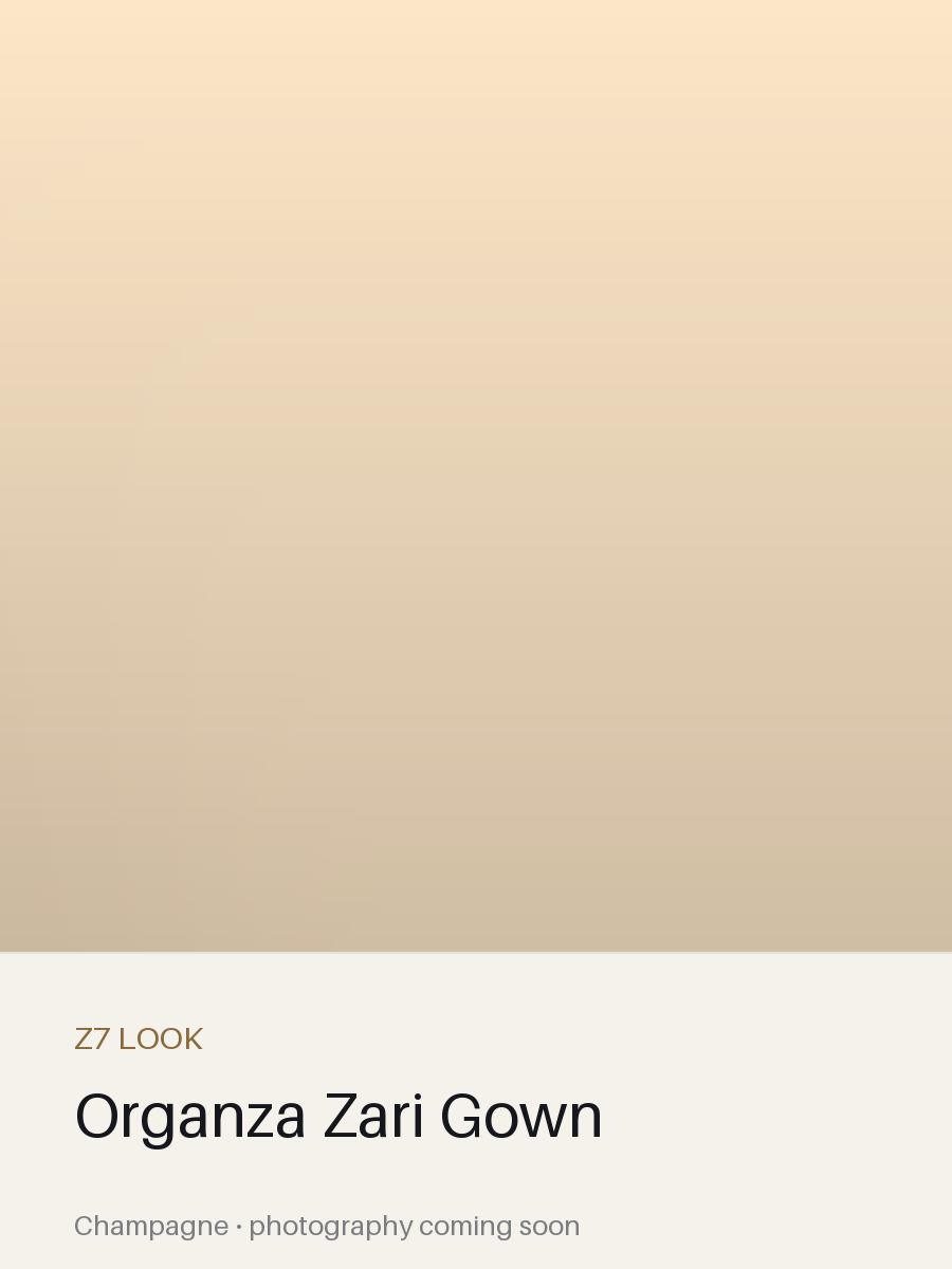 Organza Zari Gown in Champagne